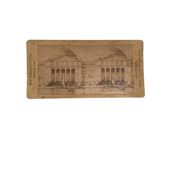 Antique Stereoscope Stereograph Real Photo Sepia Tone 1st Fine Arts Building GUC - Picture 2 of 5